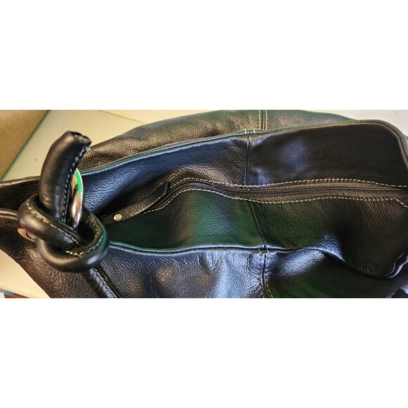 Alberta Di Canio Soft Black Genuine Leather Tote/Hobo Shoulder Bag Purse - Picture 7 of 7